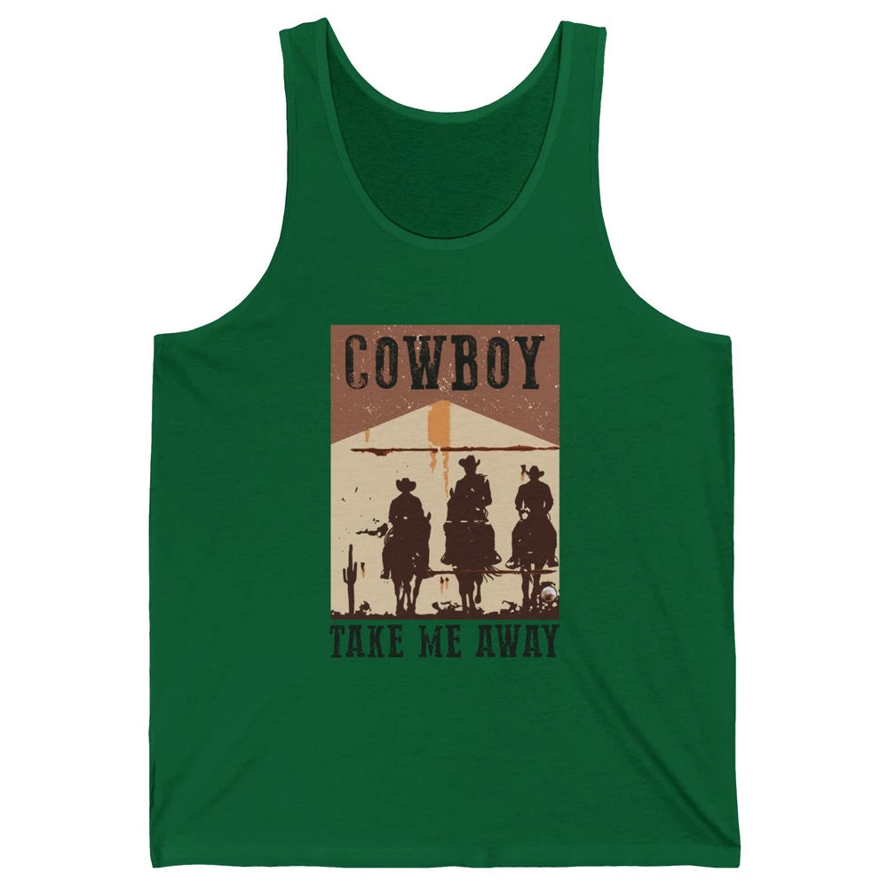 Retro Cowboy Riding Horse Take Me Away Western Country Girls Unisex Jersey Tank