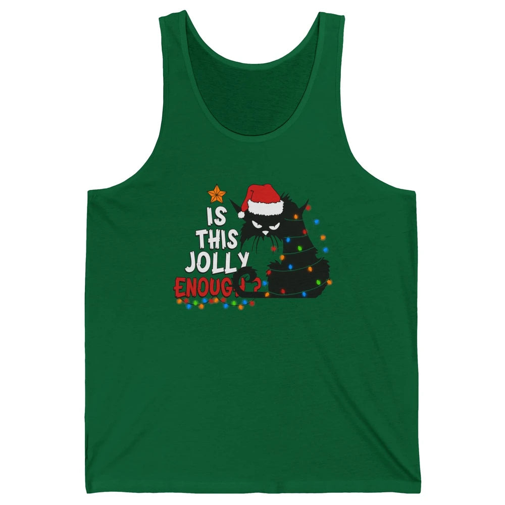 Funny Black Cat Christmas Light Santa This Jolly Enough Gift Unisex Jersey Tank
