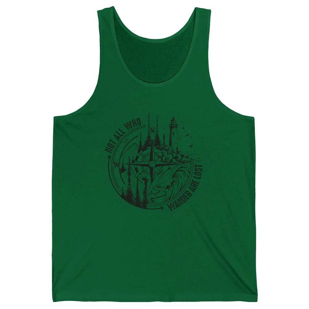 Retro Mountain Adventure Compass Not All Who Wander Are Lost Unisex Jersey Tank