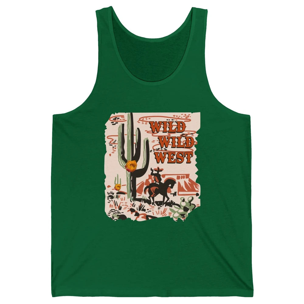 Retro Cowboy Wild Wild West Desert Cactus Western Cowgirl Unisex Jersey Tank