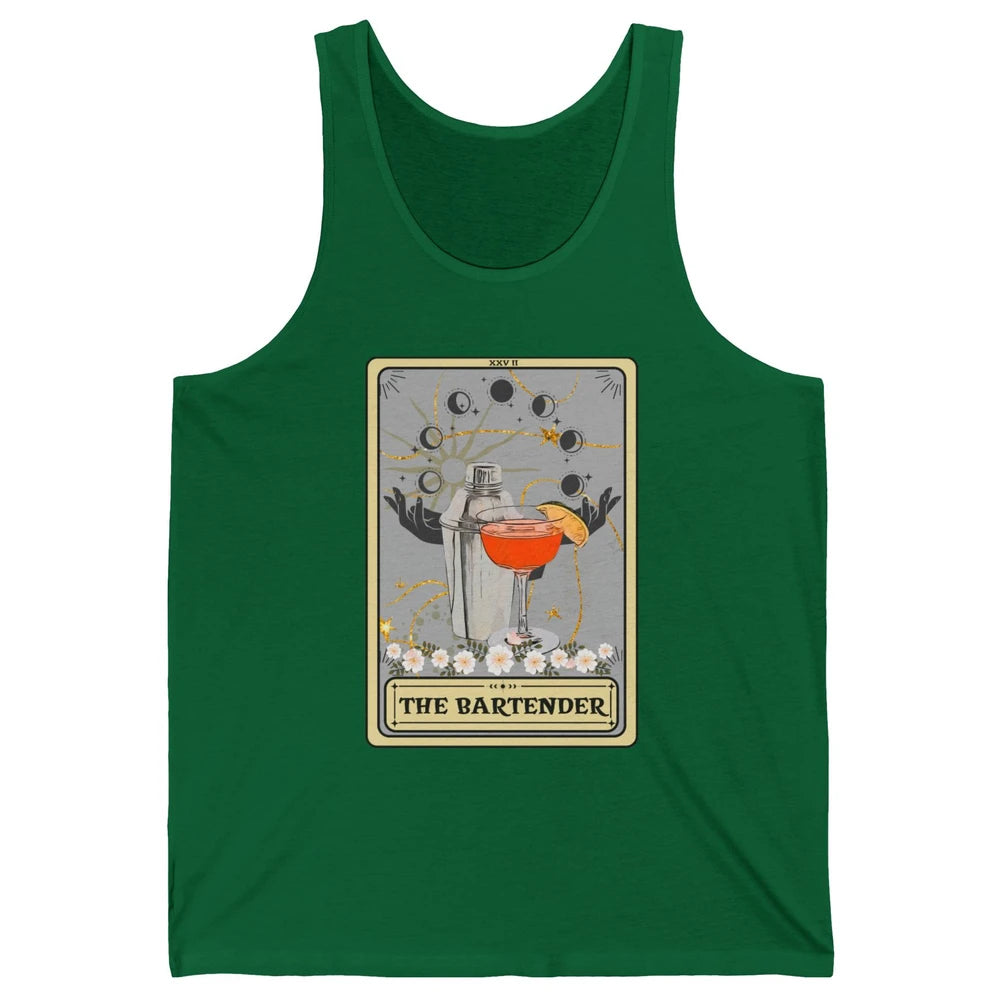 Retro The Bartender Tarot Card Barista Halloween Bartender Unisex Jersey Tank