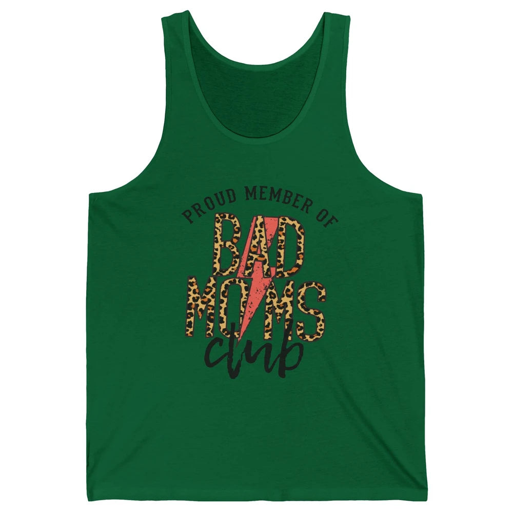 Leopard Proud Member Of Bad Moms Club Lightning Bolt Western Unisex Jersey Tank