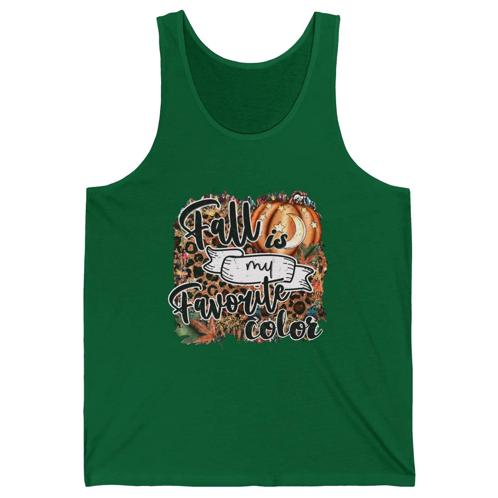 Retro Pumpkin Fall Is My Favorite Color Leopard Autumn Gift Unisex Jersey Tank