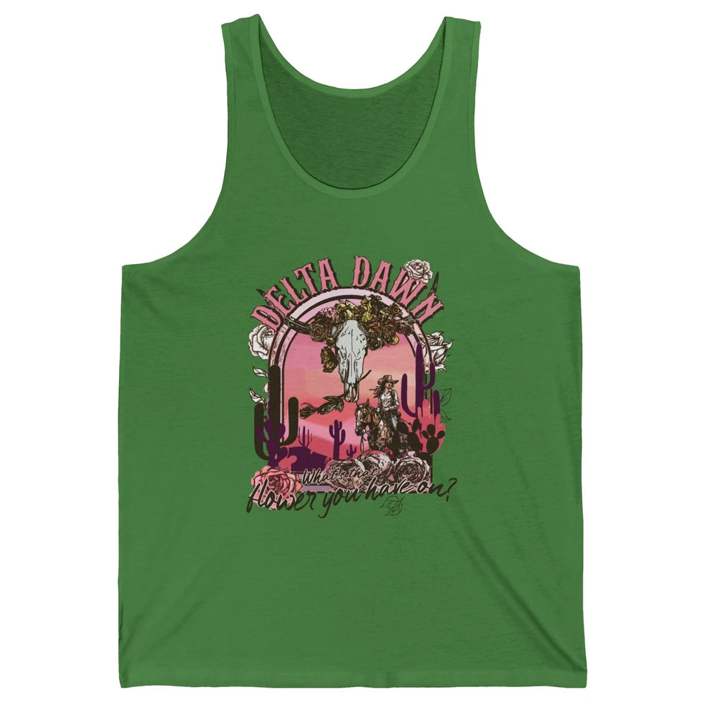 Floral Boho Bull Skull Delta Dawn Desert Western Country Unisex Jersey Tank