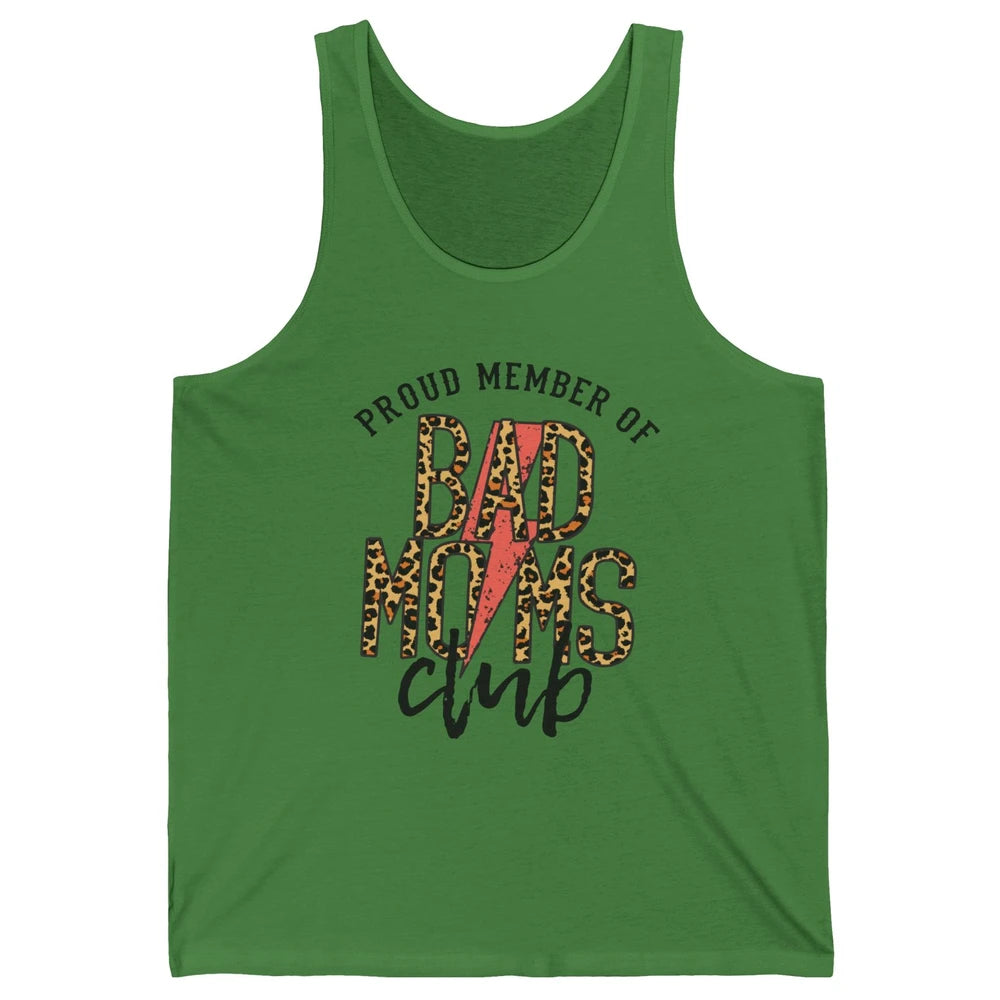 Leopard Proud Member Of Bad Moms Club Lightning Bolt Western Unisex Jersey Tank