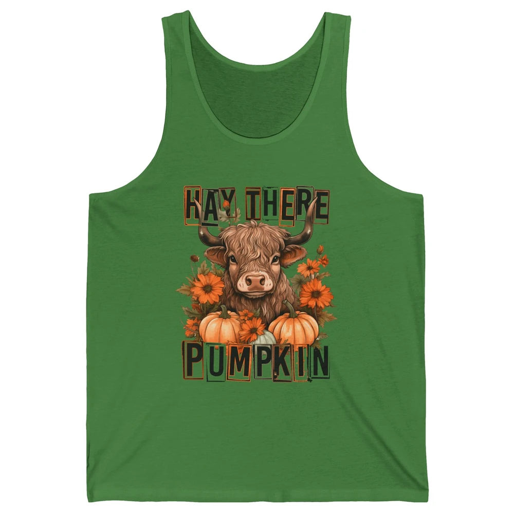 Hay Fall Highland Cow Pumpkin Western Country Farm Autumn Unisex Jersey Tank