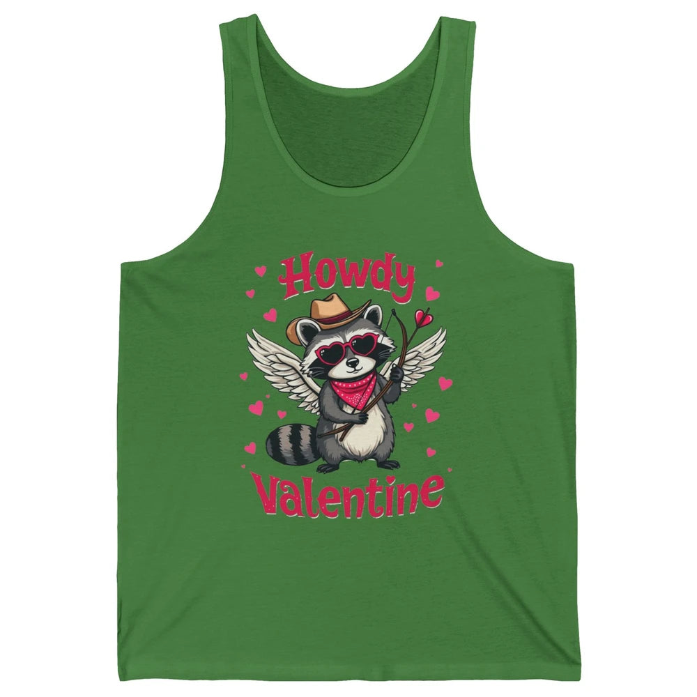Howdy Valentine Cowboy Hat Cupid Raccoon Funny Opossum Love Heart Cute Western Possum Rodeo Unisex Jersey Tank