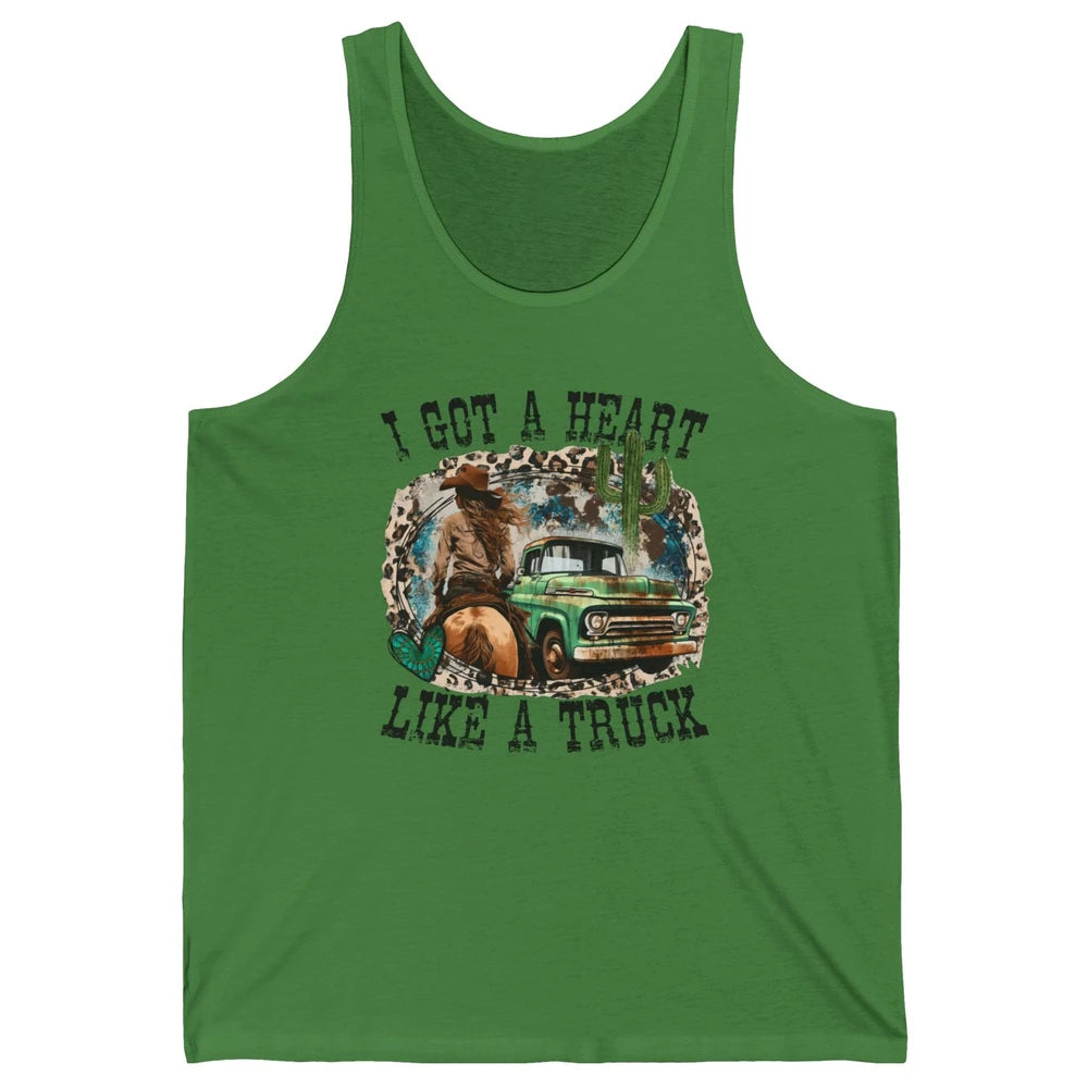 Leopard Cowgirl I Got A Heart Like A Truck Western Country Unisex Jersey Tank