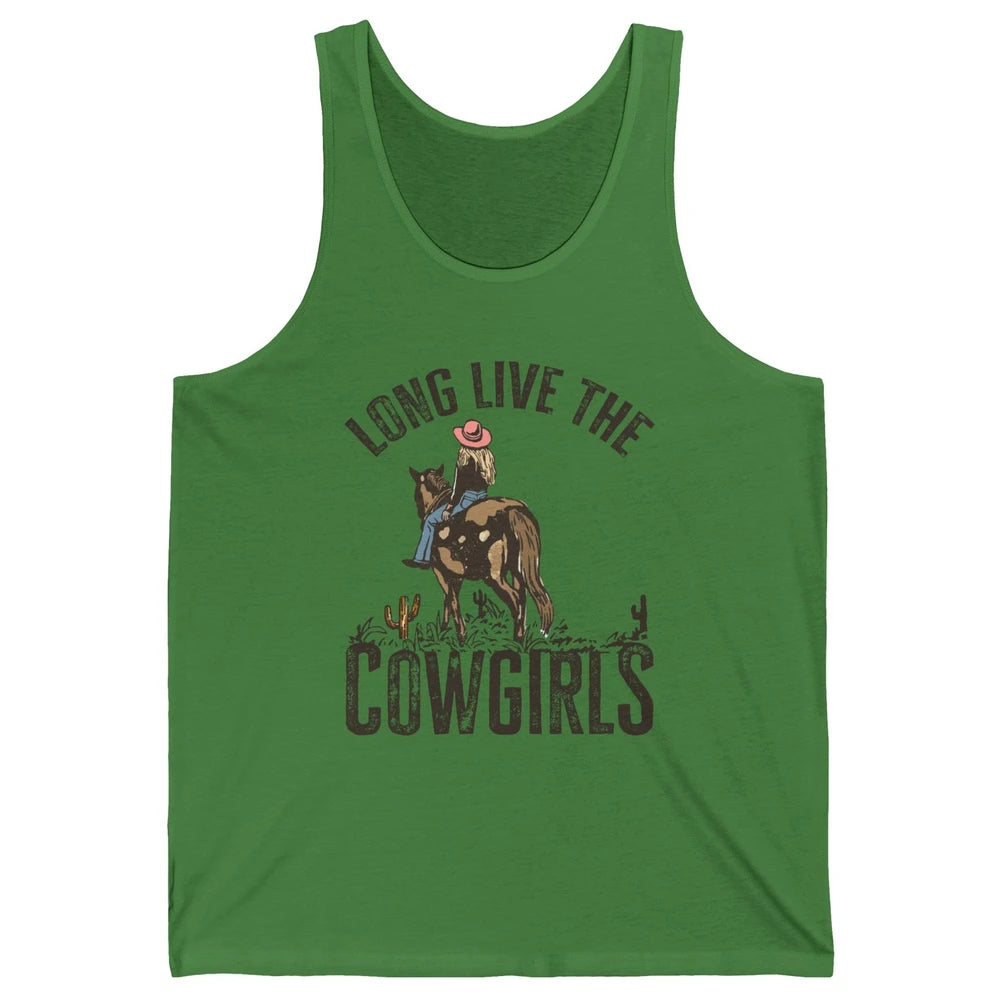 Retro Long Live The Cowgirls Horseback Rider Western Country Unisex Jersey Tank