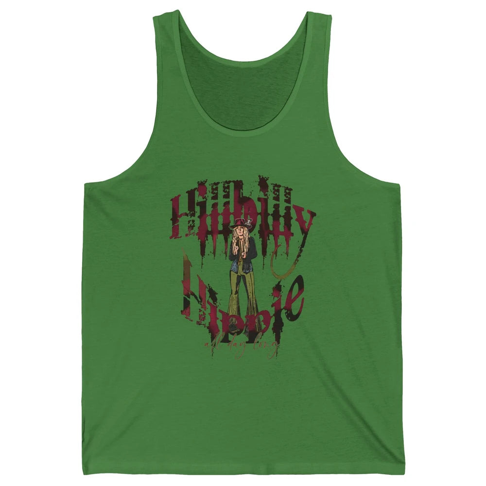 Retro Cowgirl Hillbilly Hippie All Day Long Western Country Unisex Jersey Tank