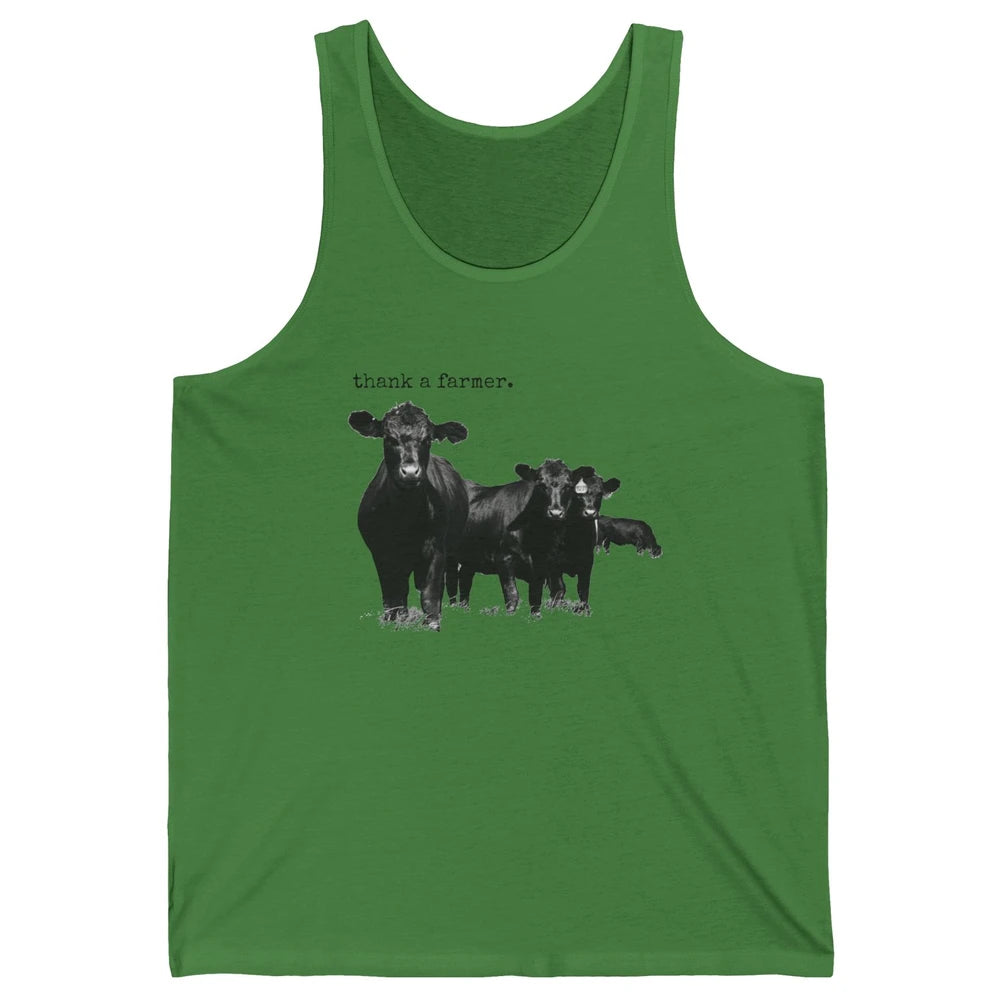 Funny Cow Gang Thank A Farmer Farm Animals Cattles Western Unisex Jersey Tank