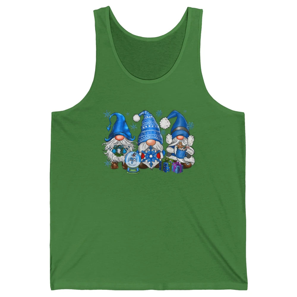Retro Blue Snowman Gnomes Blue Christmas Winter Gnomies Xmas Unisex Jersey Tank