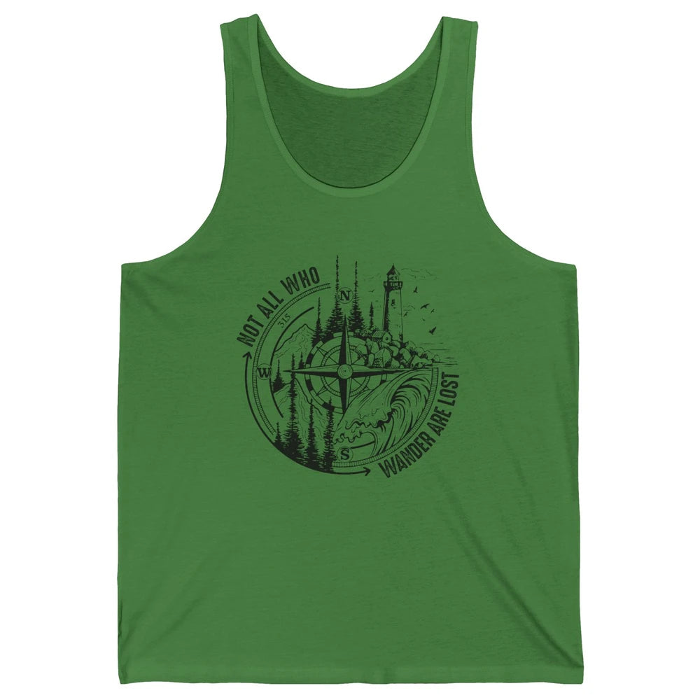 Retro Mountain Adventure Compass Not All Who Wander Are Lost Unisex Jersey Tank