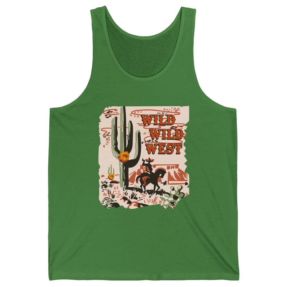 Retro Cowboy Wild Wild West Desert Cactus Western Cowgirl Unisex Jersey Tank