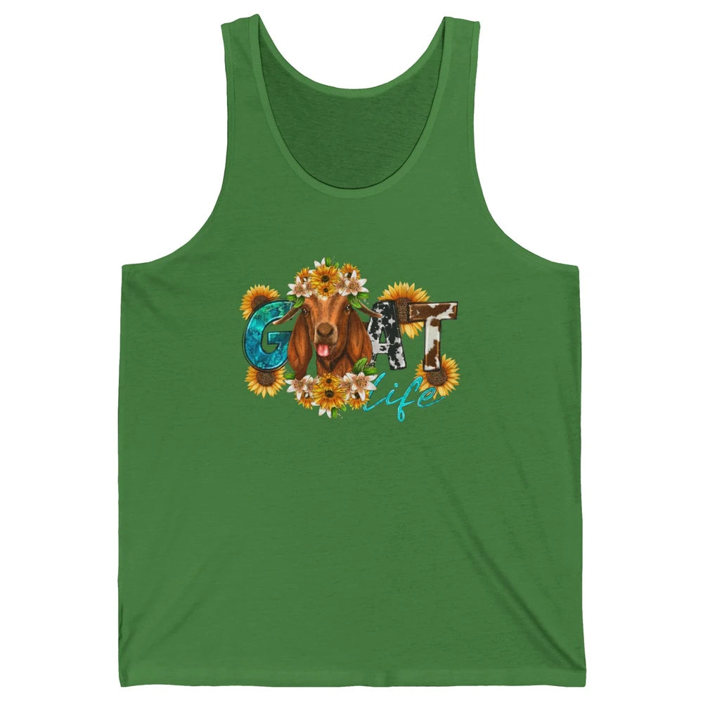 Sunflower Goat Life Just A Girl Who Love Goat Farmer Western Unisex Jersey Tank