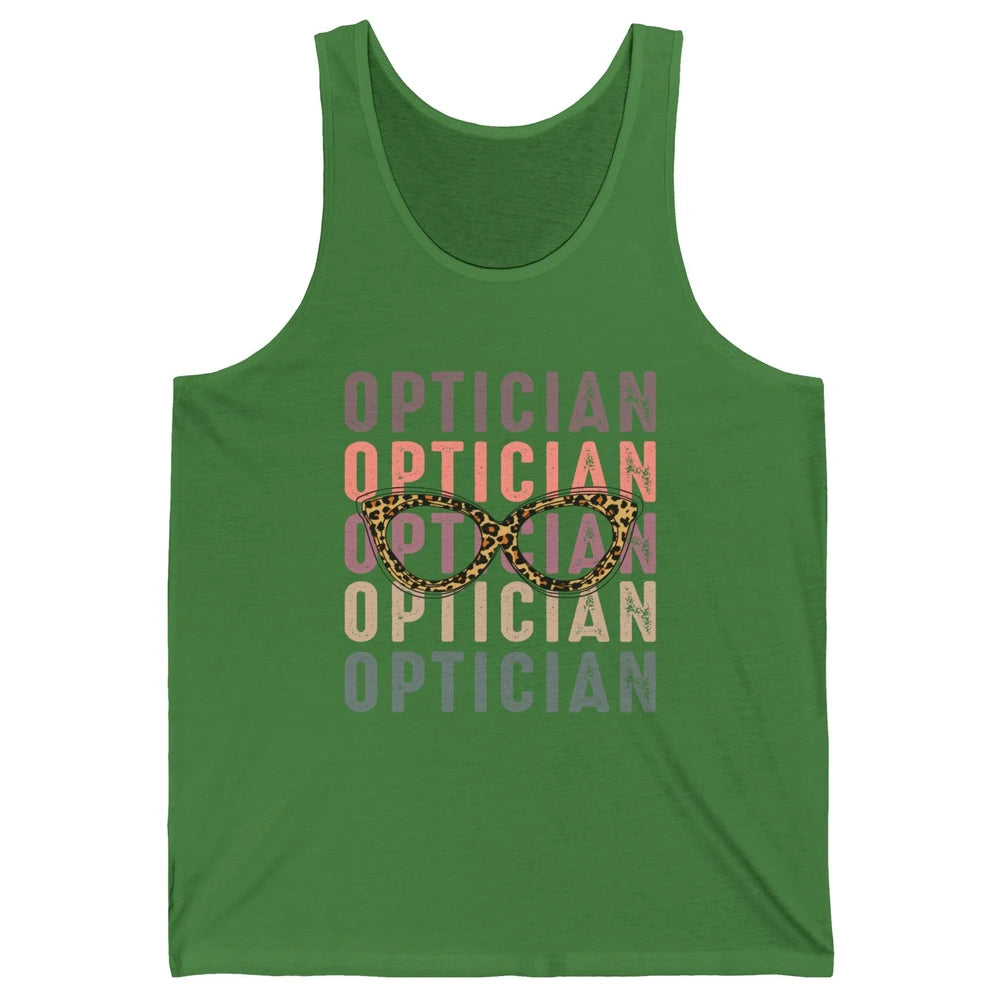 Retro Optometrist Leopard Eyeglasses Optician Ophthalmology Unisex Jersey Tank