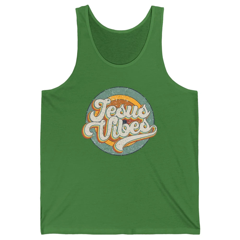 Retro Rainbow Jesus Vibes Bible Verse Christian Religious Unisex Jersey Tank
