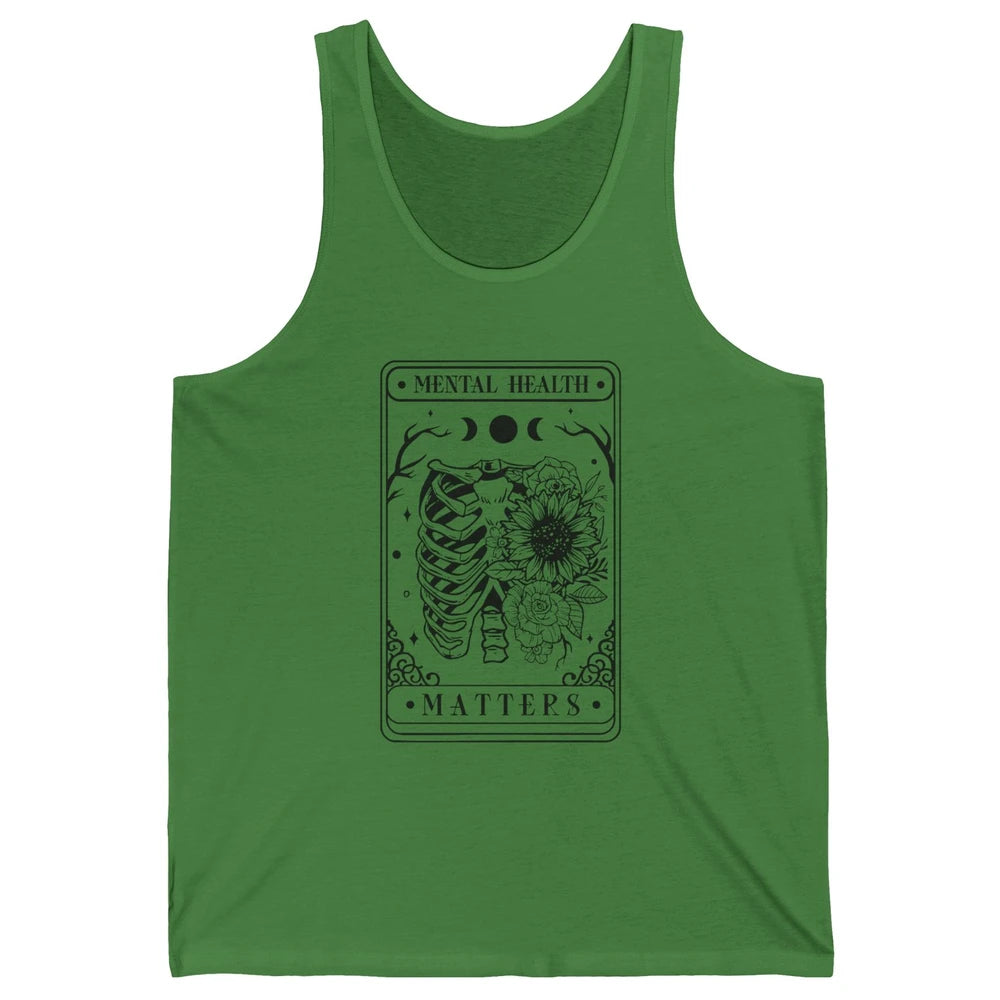 Floral Rib Cage Mental Health Matters Tarot Card Halloween Unisex Jersey Tank
