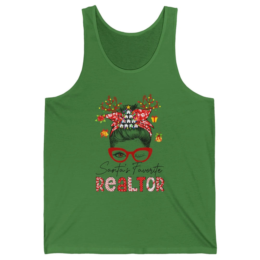 Merry Christmas Xmas Santa Messy Hair Realtor Real Estate Unisex Jersey Tank