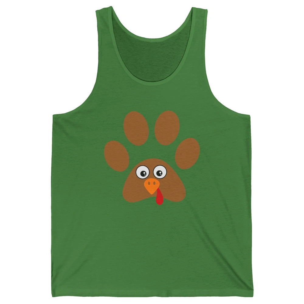 Turkey Pawprint Dog Paw Thanksgiving Cute Puppy Turkey Day Unisex Jersey Tank