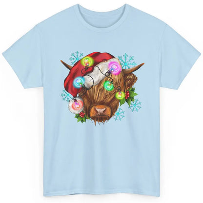 Christmas Highland Cow Xmas Light Western Christmas Cow Classic Unisex T-Shirt