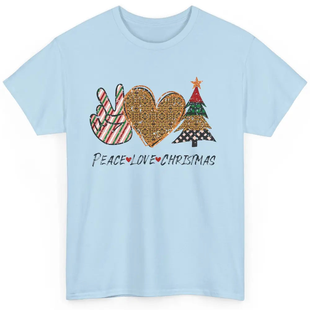 Peace Love Christmas Leopard Merry Christmas Vintage Retro Classic Unisex T-Shirt