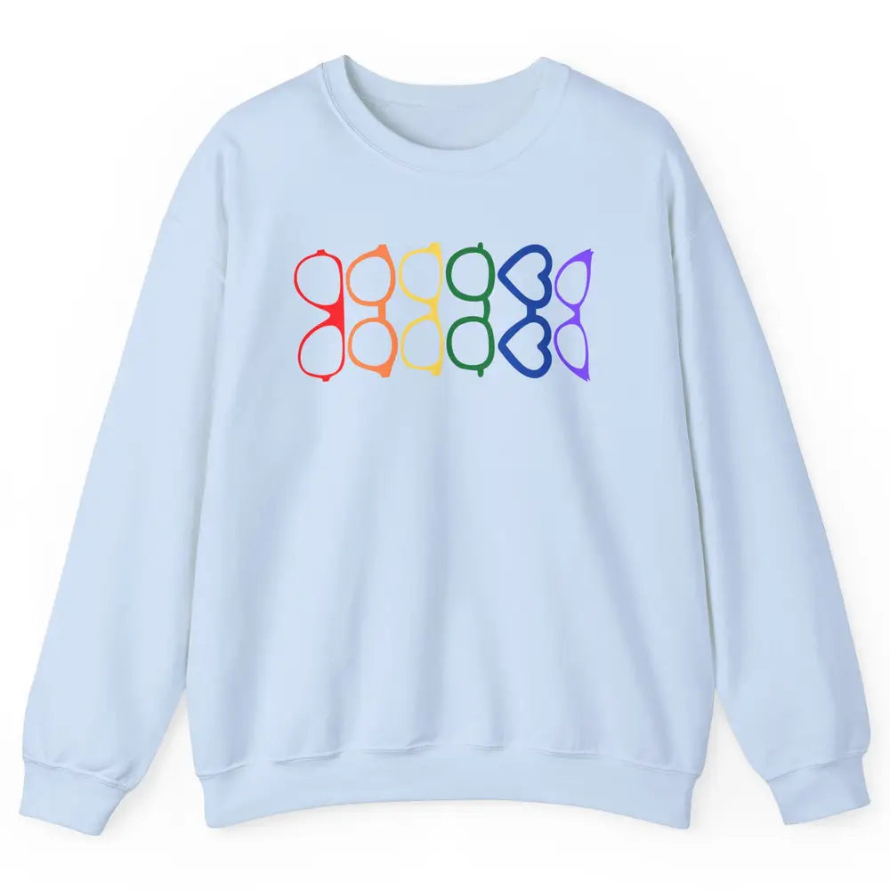 Rainbow Eyeglasses Pride Optometrist Optician Glasses Gift Unisex Crewneck Sweatshirt