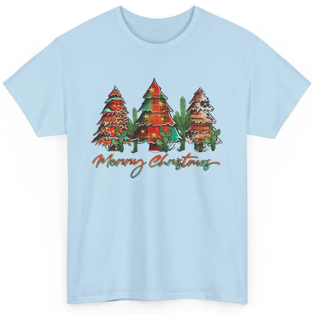 Merry Christmas Tree Western Christmas Desert Cactus Leopard Classic Unisex T-Shirt
