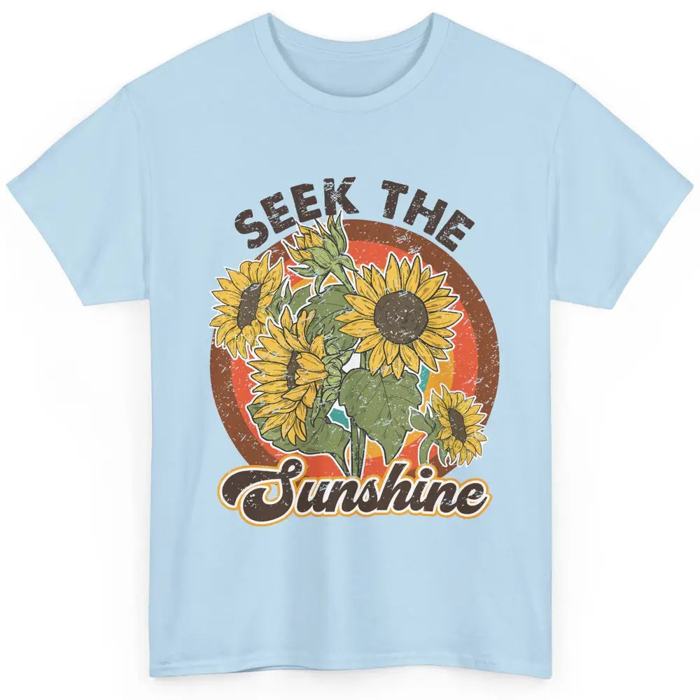 Retro Rainbow Sunflower Seek The Sunshine Peace Hippie Girl Classic Unisex T-Shirt