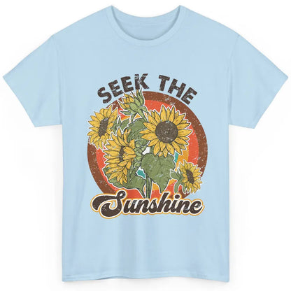 Retro Rainbow Sunflower Seek The Sunshine Peace Hippie Girl Classic Unisex T-Shirt