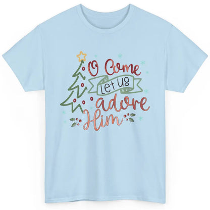 Retro Christmas Tree O Come Let Us Adore Him Christian Jesus Classic Unisex T-Shirt