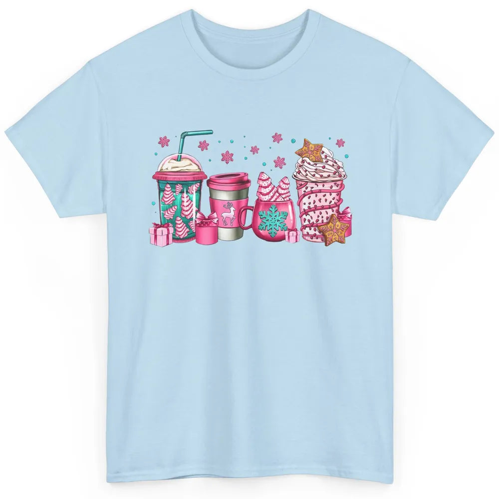 Pink Christmas Coffee Christmas Tree Cake Christmas Lovers Classic Unisex T-Shirt