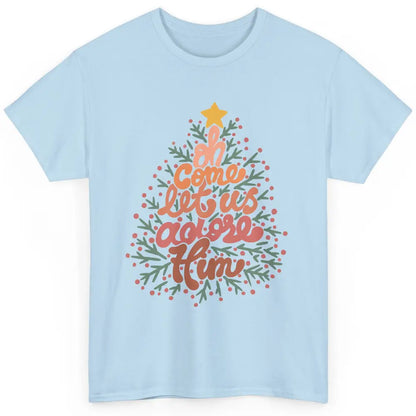 Retro Christmas Tree Oh Come Let Us Adore Him Groovy Xmas Classic Unisex T-Shirt