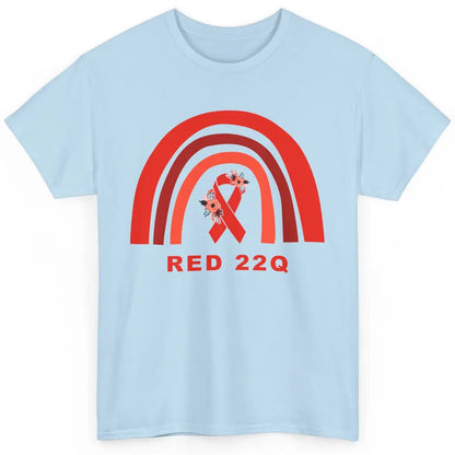 22Q Deletion/DiGeorge Syndrome Awareness Floral Red Rainbow Classic Unisex T-Shirt