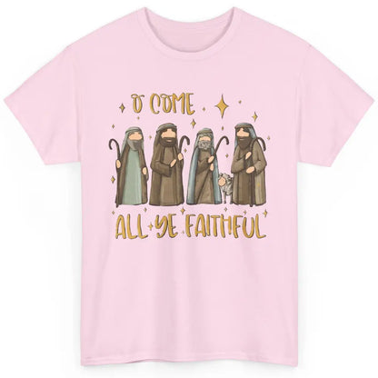 Retro Christmas O Come All Ye Faithful Christian Jesus Faith Classic Unisex T-Shirt