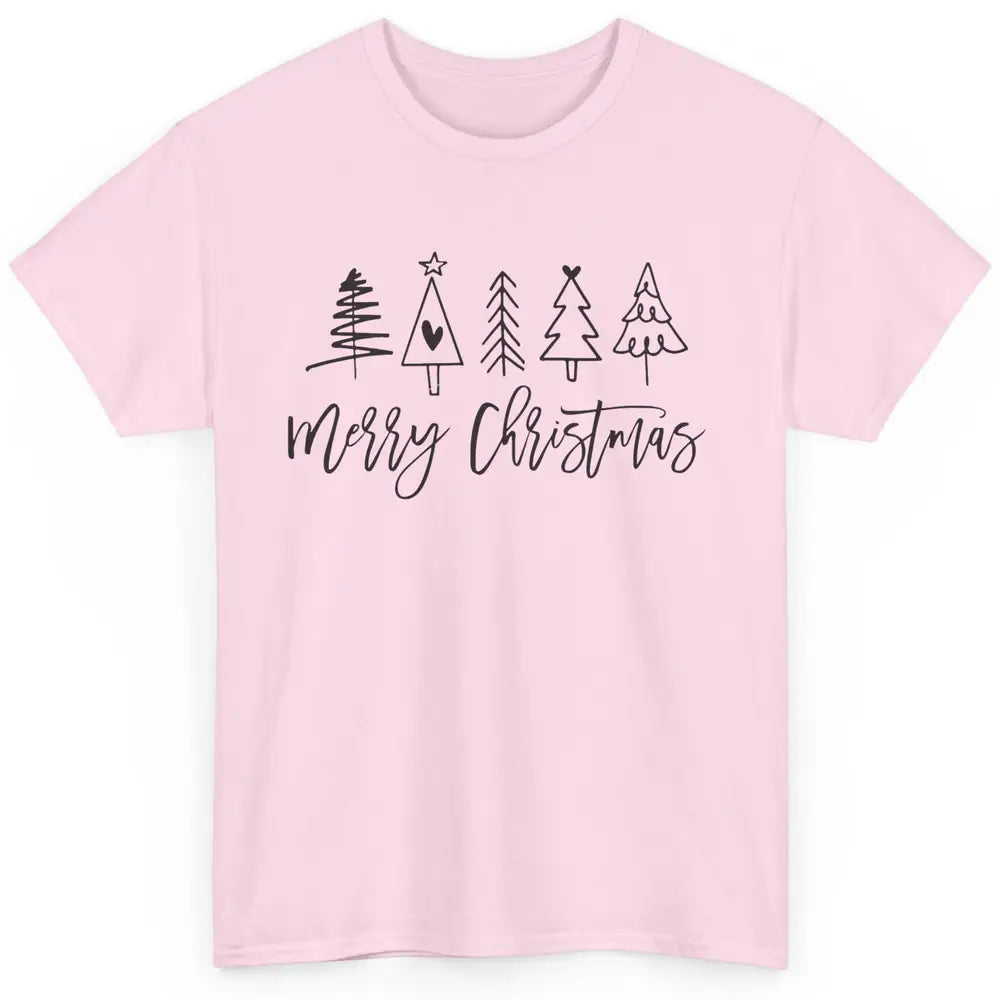 Merry Christmas Tree Heart Doodle Drawing Christmas Costume Classic Unisex T-Shirt