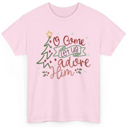 Retro Christmas Tree O Come Let Us Adore Him Christian Jesus Classic Unisex T-Shirt