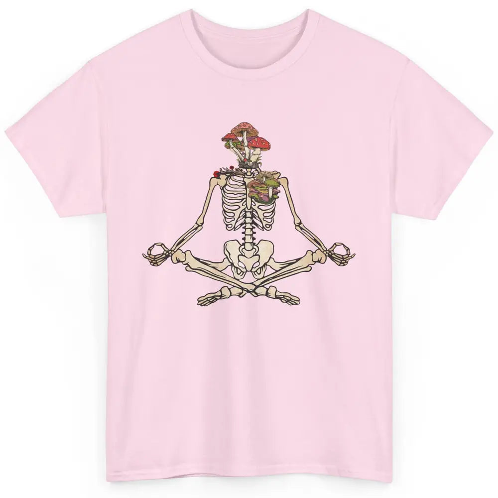 Vintage Skeleton Rib Mushroom Yoga Plants Lover Gardening Classic Unisex T-Shirt