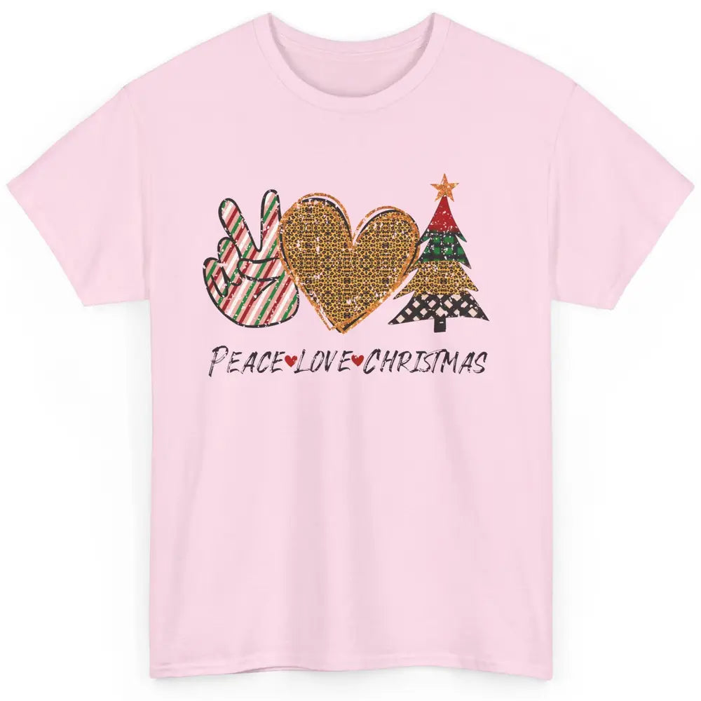 Peace Love Christmas Leopard Merry Christmas Vintage Retro Classic Unisex T-Shirt