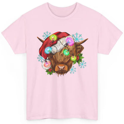Christmas Highland Cow Xmas Light Western Christmas Cow Classic Unisex T-Shirt
