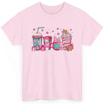 Pink Christmas Coffee Christmas Tree Cake Christmas Lovers Classic Unisex T-Shirt