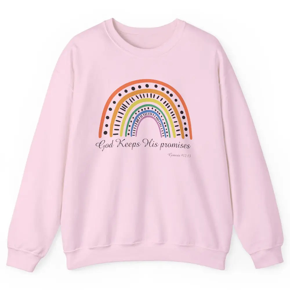 Retro Rainbow God Keeps His Promises Christian Religious Unisex Crewneck Sweatshirt