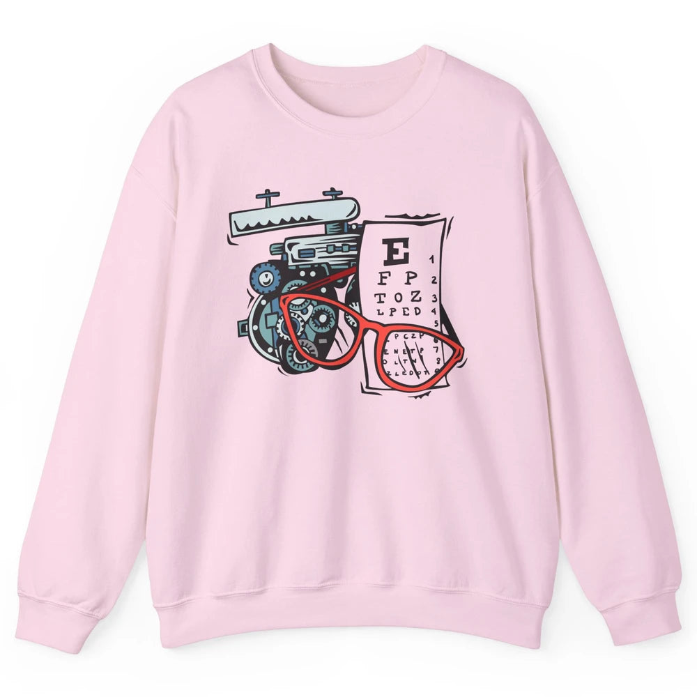 Optometry Tools Phoropter Eyeglasses Ophthalmology Optician Unisex Crewneck Sweatshirt