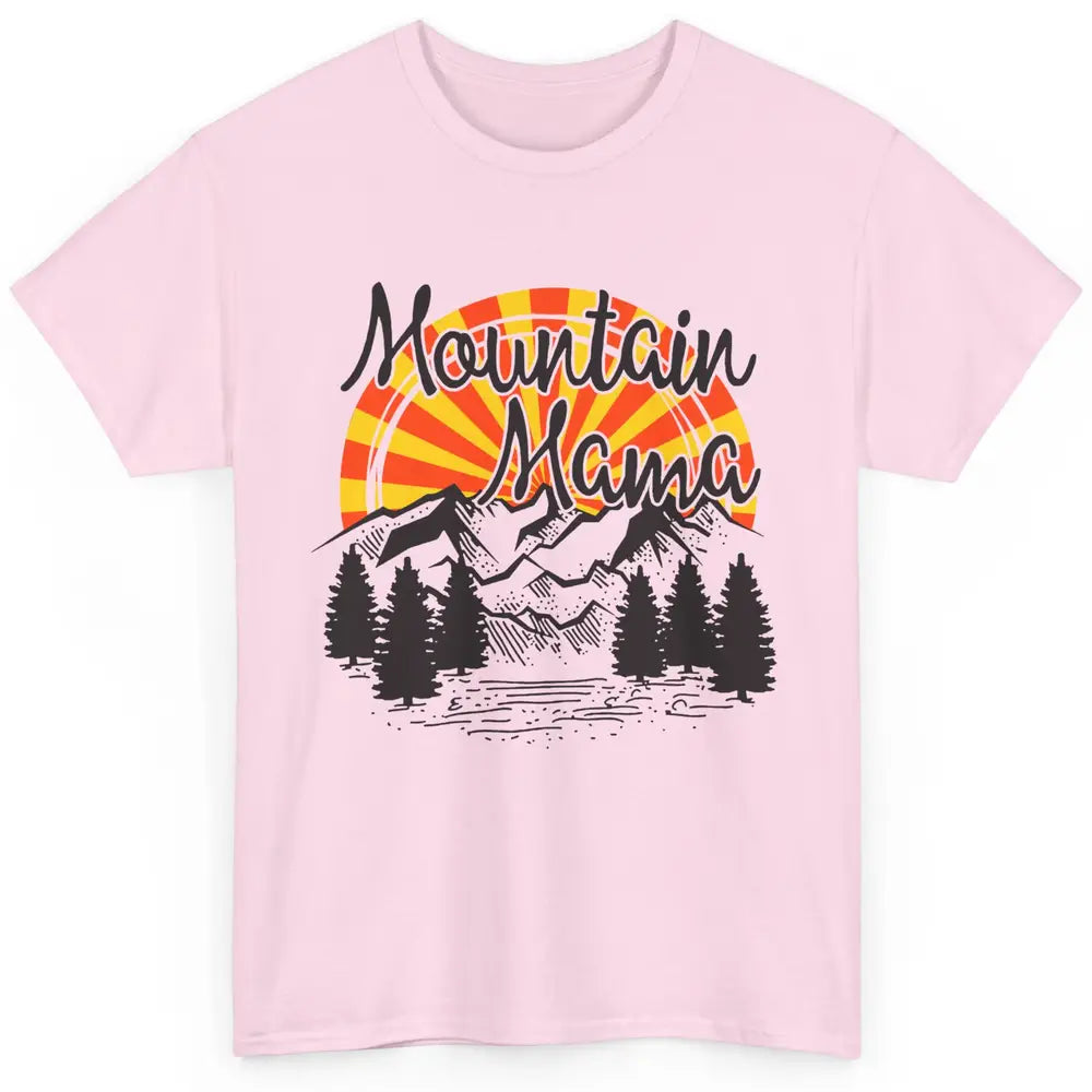 Retro Rainbow Sunset Mountain Mama Hiking Mom Climbing Classic Unisex T-Shirt