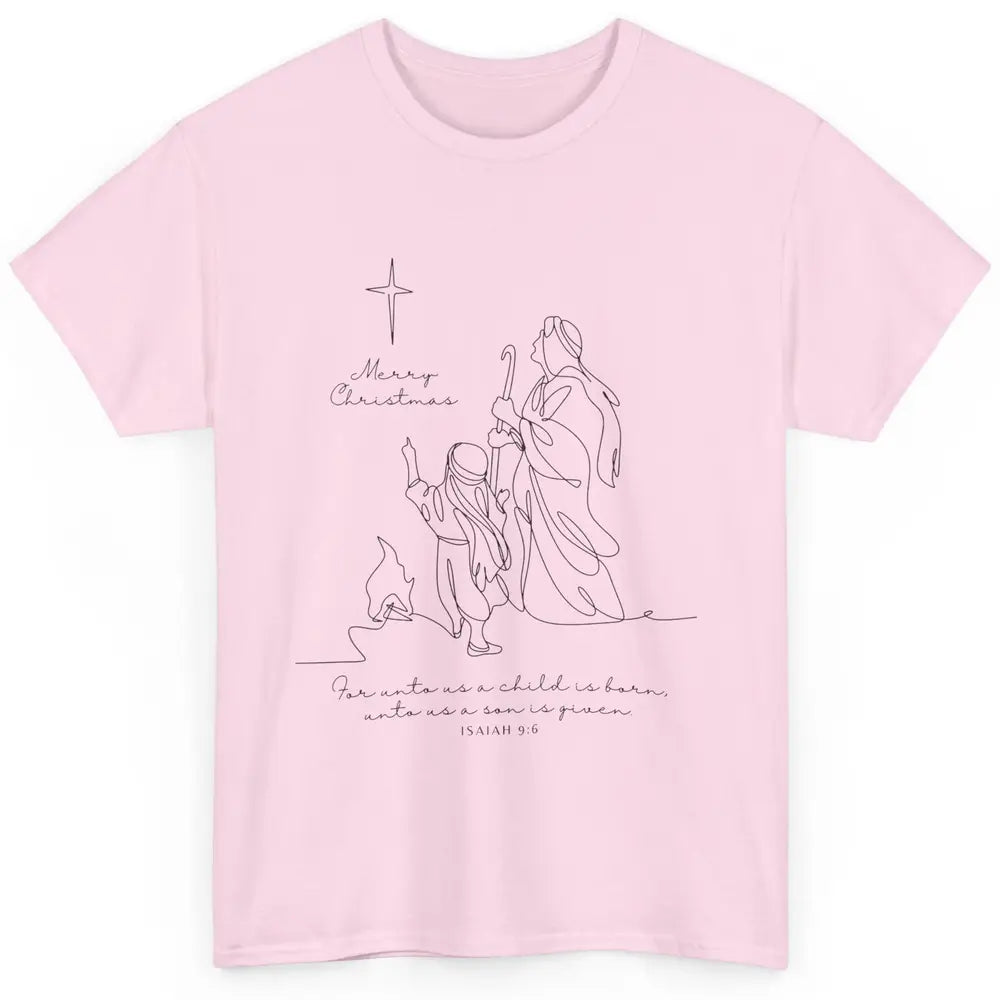 Merry Christmas Unto Us Child Is Born Christian Bible Verse Classic Unisex T-Shirt