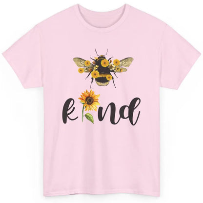 Bee Kind Be Cute Graphic Sunflower Inspirational Sayings Classic Unisex T-Shirt
