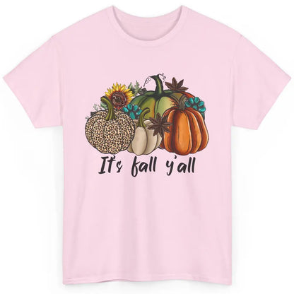Leopard Pumpkin It's Fall Yall Fall Leaves Western Autumn Classic Unisex T-Shirt