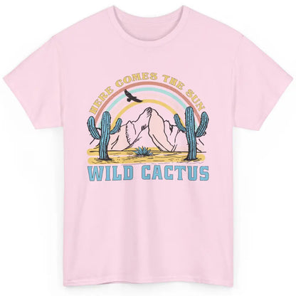 Retro Rainbow Here Come The Sun Wild cactus Desert Western Classic Unisex T-Shirt