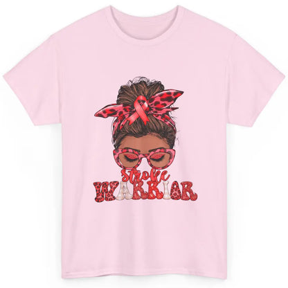 Afro Messy Hair Bun Black Women Warrior Red Stroke Awareness Classic Unisex T-Shirt