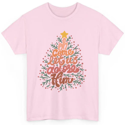 Retro Christmas Tree Oh Come Let Us Adore Him Groovy Xmas Classic Unisex T-Shirt